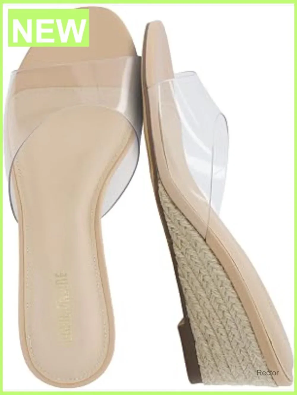 Clear Wedge Sandals with Memory Foam - Slip On Espadrille Heels